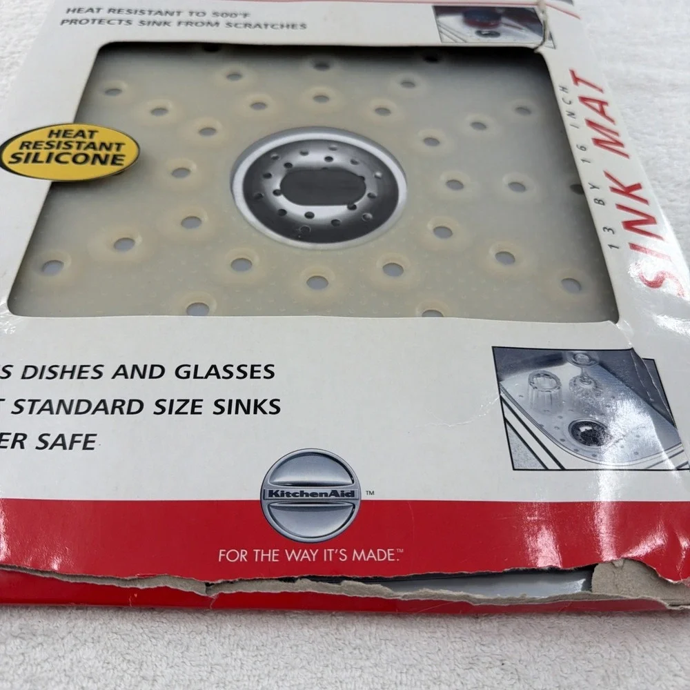 New KitchenAid 13 x 16 Inch, Heat Resistant Silicone Sink Mat Until 500 Degrees